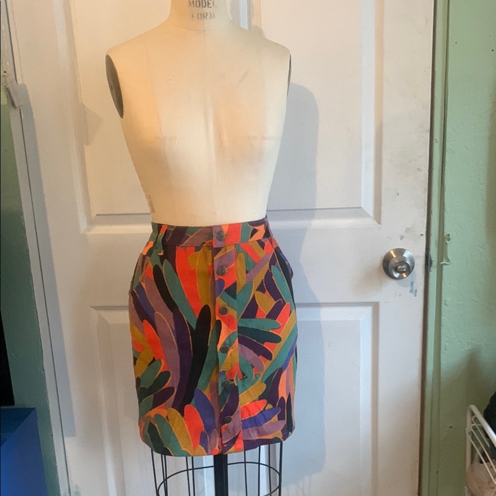 FARM Rio for Anthropologie colorful Kiki corduroy button front skirt